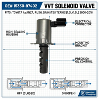 Válvula de Control de Aceite VVT IVT Solenoide, Piezas de Motor 15330-97402, Compatible con Toyota 1NZ 1ZZ 2AZ FE para Corolla Matrix