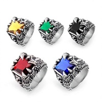 Bague pour homme en acier inoxydable avec zircon en forme de griffe d'aigle