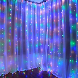 Rideau lumineux 300led à couleur changeante 3x3m 12 Fairy String Lcicle Fairy Light 110V US Plug Holiday Christmas Window Decoration - Product Image 1