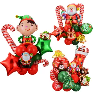 Набор воздушных шаров для рождественской вечеринки, фольгированные шары с Санта-Клаусом и эльфом, рождественские украшения для дома, вечеринки, Рождественские шары