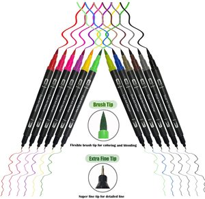 Marqueurs de coloriage professionnels pour enfants et adultes, pointe Fine et brosse, stylos - Product Image 4