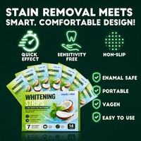 7 Traitements Bandes Blanchissantes à Domicile Marque Privée Saveur Noix de Coco Menthe Bio Sans Peroxyde Bandes Blanchissantes pour les Dents