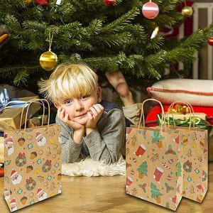 Sacs cadeaux en papier kraft brun en gros avec poignées, logo personnalisé pour décorations de fête et emballage, en papier blanc - Product Image 6