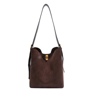 Autumn/Winter <strong>Bucket</strong> Tote <strong>Bag</strong> Retro Suede <strong>Velvet</strong> Large-Capacity Women 2025 New All-Match Zipper Closure Polyester - Product Image 5