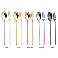 Cuillère et fourchette en acier inoxydable de style coréen pour hôtel, restaurant, cuisine domestique, finition polie miroir