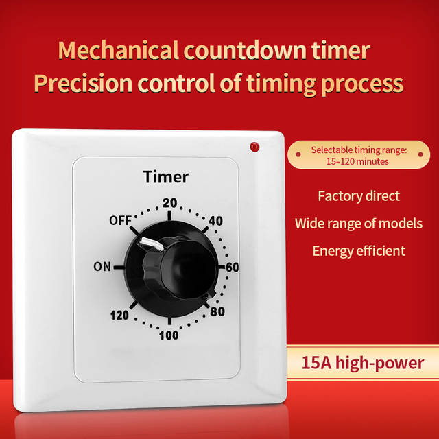 220V Electric Countdown Timer 15min/30min/60min/120min Mechanical Switch Tool