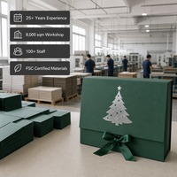 Boîte cadeau de Noël A5 verte, émeraude mate, à rabat magnétique avec ruban, pour cadeaux, vente en gros directe d'usine pour la vente au détail