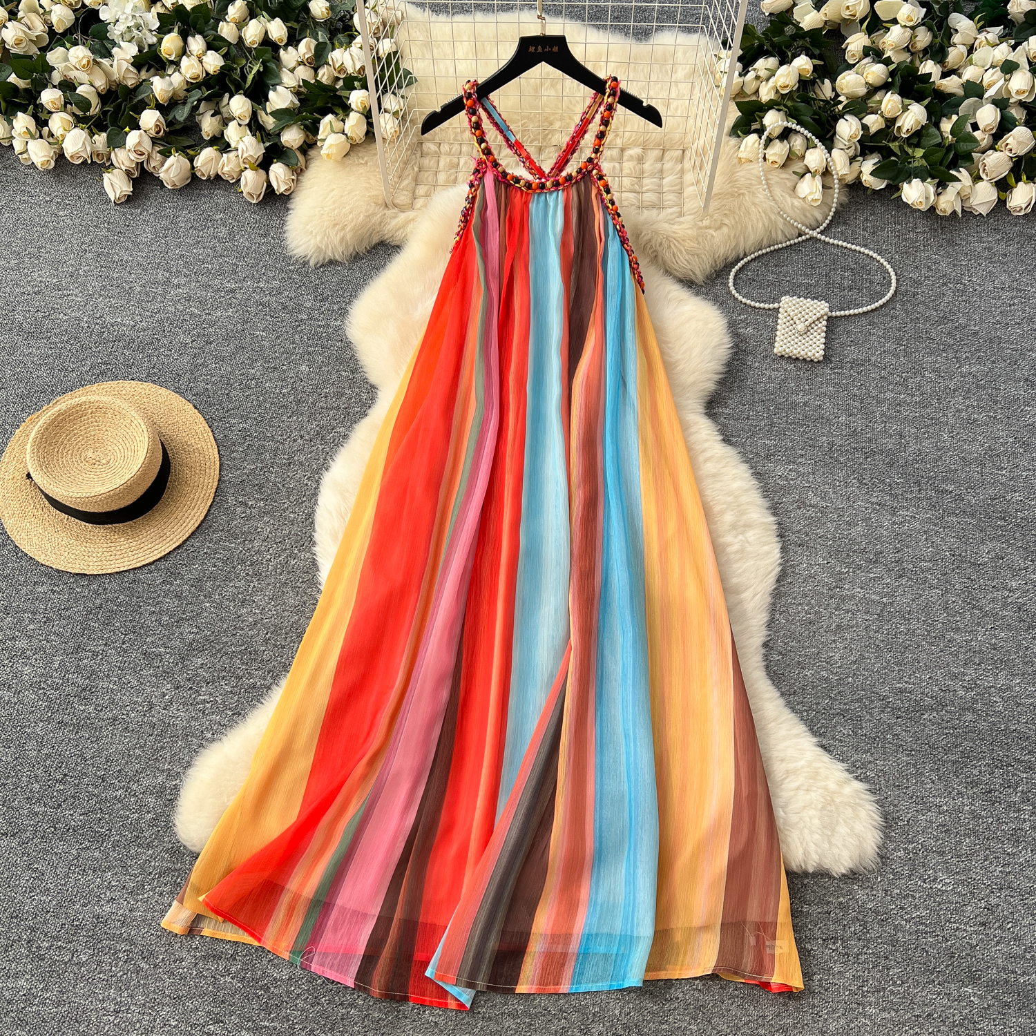 boho halter dresses Timeless Halter Maxi Dress – Hand-Dyed Open Back Dress with High Slit main image 0
