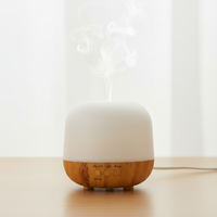 Diffuseur d'arômes à grain de bois 250 ml, humidificateur ultrasonique à brume froide avec veilleuse d'ambiance