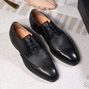 Chaussures habillées classiques italiennes en cuir véritable à lacets pour hommes, populaires pour le bureau, les affaires ou les mariages estivaux - Product Image 2