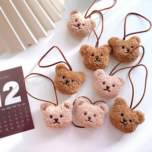 Cute Mini Cartoon Plush Teddy Bear Head Pendant Kindergarten Children Name Listing Pendant Decorative Key Chain