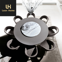 Bases en acier inoxydable Table à manger ronde Ensemble 4 chaises Table ronde rotative moderne de luxe en marbre
