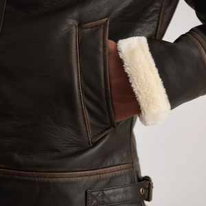 Veste en cuir de mouton style vintage personnalisable de haute qualité, devant droit, respirante, coupe-vent, couleur personnalisée, professionnelle - Product Image 1