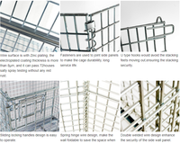 Récipient en treillis métallique galvanisé au zinc empilable pliable de stockage Cage à palettes en métal pour bouteille de vin bacs empilables en métal