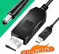 Câble d'alimentation USB avec module élévateur de tension DC 5V vers DC 5V 9V 12V, adaptateur convertisseur USB avec connecteur mâle 2.1x5.5mm