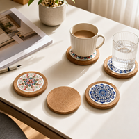 Sous-verre en céramique Mandala classique personnalisé avec base en liège, diamètre 8 cm, impression UV, motif floral, antidérapant, écologique, pour tasse à café