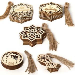 10 pièces/sac, vente en gros, pendentifs en bois DIY pour la décoration de la maison pour le Ramadan Kareem, décorations islamiques pour l'Aïd, idée cadeau, dropshipping bienvenu - Product Image 1
