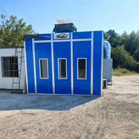 Cabine de peinture automobile RuiBo, fascia bleu, double porte, barres de verrouillage, sol grillagé, capacité SUV