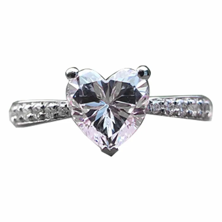 boutique 6.5mm*6.5mm caract D color vvs moissanite heart shape diamond 925 silver party engagement ring