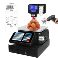 Balance de pesage intégrée avec impression d'étiquettes à double code-barres pour supermarché, fruits et légumes frais, caisse enregistreuse électronique POS pour magasin de détail