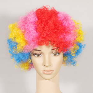FX-HA23 Halloween Costume Perruque Coloré Moelleux Fibre Synthétique Cheveux Réglable Haute Dentelle Football Fan Coiffe Clown Personnalisé - Product Image 3