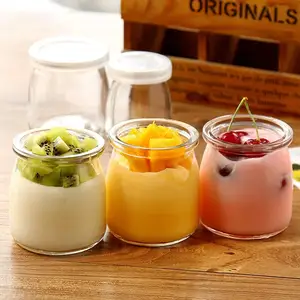 Jar Glass Jar With Cork Lid Wholesale Milk Drink Container Pot 100ml Glass Pudding Jar Yogurt Glass Jar 5oz With Cork Lid