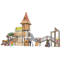 Ensemble de jeux d'extérieur pour maternelle en bois et plastique, équipement d'escalade, de ramassage et d'équilibre, thème Voyage Magique