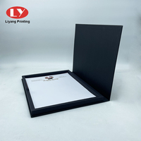 Boîte de fichiers papier d'emballage de documents A4 à couverture rigide noir mat haut de gamme avec ruban