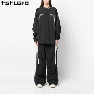 Survêtements personnalisés imprimés grande taille, ensemble veste et pantalon <span class=keywords><strong>parachute</strong></span> unisexe en polyester et nylon, color block, durable et surdimensionné - Product Image 4