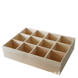 Wooden Storage Box Square Grid Organizer For Clothing Desktop Mount Solid Wood Craft Storage <b>Container</b> - Product Image 4