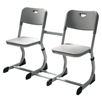 Ensemble table et chaise d'écolier professionnel deux places à hauteur réglable pour salle de classe primaire