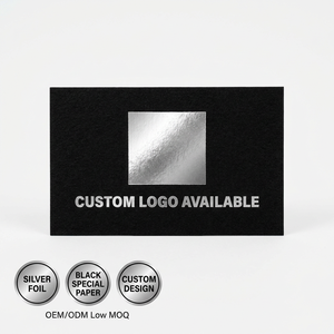 Tarjetas de Visita de Papel Especial Negro Personalizadas, Diseño Geométrico con Lámina Plateada, OEM, Personalizadas, al por Mayor - Product Image 3