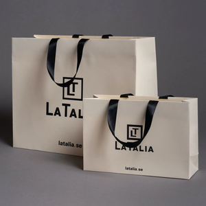 Borsa di Carta Personalizzata di Lusso per Shopping con Manico in Nastro e Logo Stampato per Cosmetici Regali Boutique e Accessori Artigianali - Product Image 4
