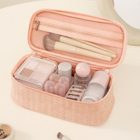 Organisateur multifonction grande capacité pour pinceaux, rouge à lèvres, bijoux, articles de toilette, trousse de maquillage, sac à maquillage carré spacieux en velours côtelé