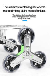 Carro de compras plegable con ruedas, carrito de comestibles giratorio de 360 grados, carrito trepador para comestibles, equipaje, lavandería - Product Image 6