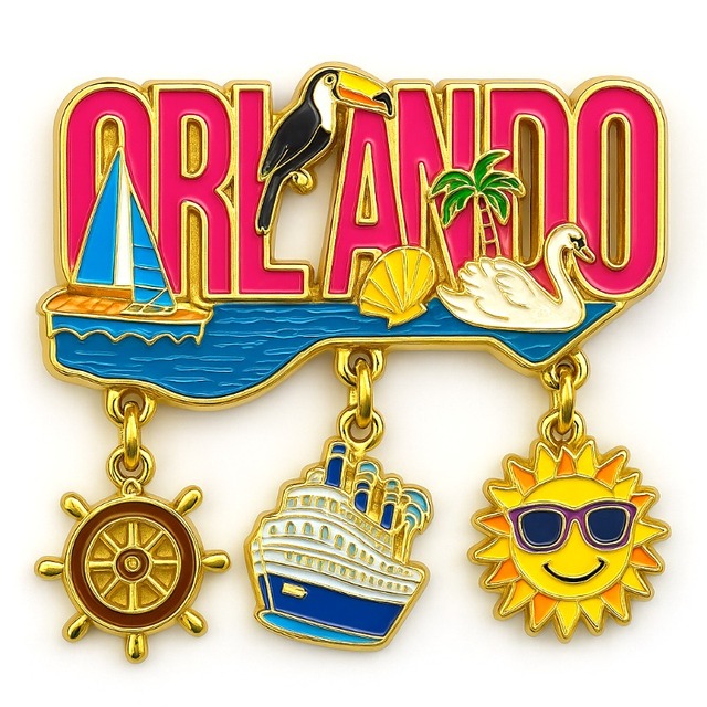 Manufacturer Customized Zinc Alloy 3D Beach Florida Cities Miami Orlando Souvenir Metal Fridge Magnet for Gifts Shop