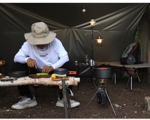 Ensemble de cuisine portable pour le camping en plein air, 4-5L, poêles antiadhésives anodisées avec couvercle pour cuisinière à gaz - Product Image 5