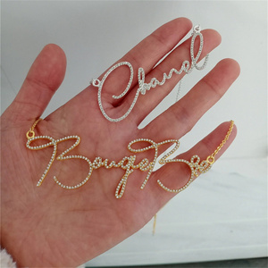 Gioielli personalizzati personalizzati in acciaio inossidabile lucido cristallo zircone lettera nome personalizzato collane per donna <span class=keywords><strong>uomo</strong></span> - Product Image 3