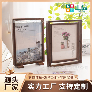 Rotatable <b>Black</b> Walnut Wood <b>Photo</b> <b>Frame</b> 8x10 Vertical Handmade Tabletop Decor For Living Room Bedroom Study - Product Image 5