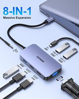 BENFEI USB-C Dockingstation, 8-in-1 mit Dreifach-Display Dual HDMI, VGA, 3*USB 3.0, 100W Stromversorgung, 3,5mm AUX Audio