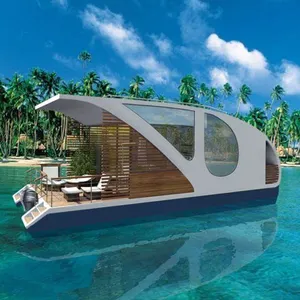 บ้านพักที่อยู่อาศัยแบบลอยน้ำได้,เรือท้องแบนบ้านหลังเล็กๆพิมพ์ลาย3D บ้านเรือลอยน้ำ