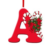 Ornement de Noël personnalisé en acrylique avec 26 lettres anglaises A-Z, décoration suspendue pour sapin de Noël, pendentif en forme de canne à sucre pour la fête de Noël à la maison