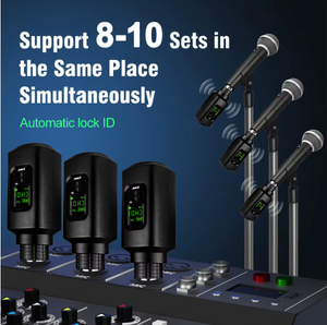 Système de microphone sans fil UHF émetteur <span class=keywords><strong>et</strong></span> récepteur XLR sans fil pour microphone filaire, mélangeur audio, système PA <span class=keywords><strong>et</strong></span> <span class=keywords><strong>guitare</strong></span> - Product Image 6