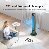 Ventilador de Torre Eléctrico de Plástico de 40 Pulgadas para Hoteles y Hogares, 55W, Control Remoto y Táctil, Sin Aspas, Oscilante, Temporizador de 15 Horas