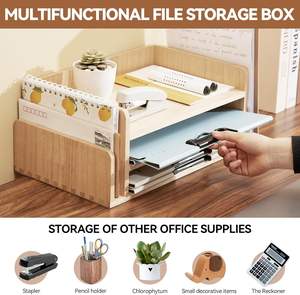 Bandeja de documentos de escritorio de madera con organizador clasificador de correo estante de almacenamiento para oficina o sala de estar soporte estacionario - Product Image 3