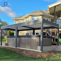 Pergola motorisée rétractable en aluminium sur mesure, toit rigide coulissant imperméable, gazebo extérieur