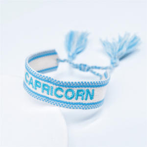 Pulseras de tela con borlas <span class=keywords><strong>y</strong></span> letras del zodiaco, regalos para parejas, pulseras de tela con Logo personalizado - Product Image 6