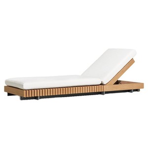 Lit de repos en teck pour piscine et terrasse, chaise longue en bois massif, <span class=keywords><strong>canapé</strong></span>-lit de designer pour plage, jardin, hôtel, imperméable et résistant aux UV - Product Image 3