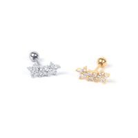 Boucles d'oreilles clous ROXI en argent sterling S925 avec fleur et diamant, pour piercing en fil