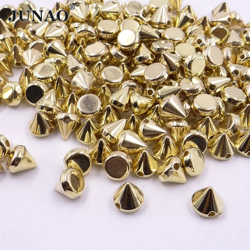 Junao rebites de plástico de ouro 8mm, rebites decorativos para fabricação de roupas de couro